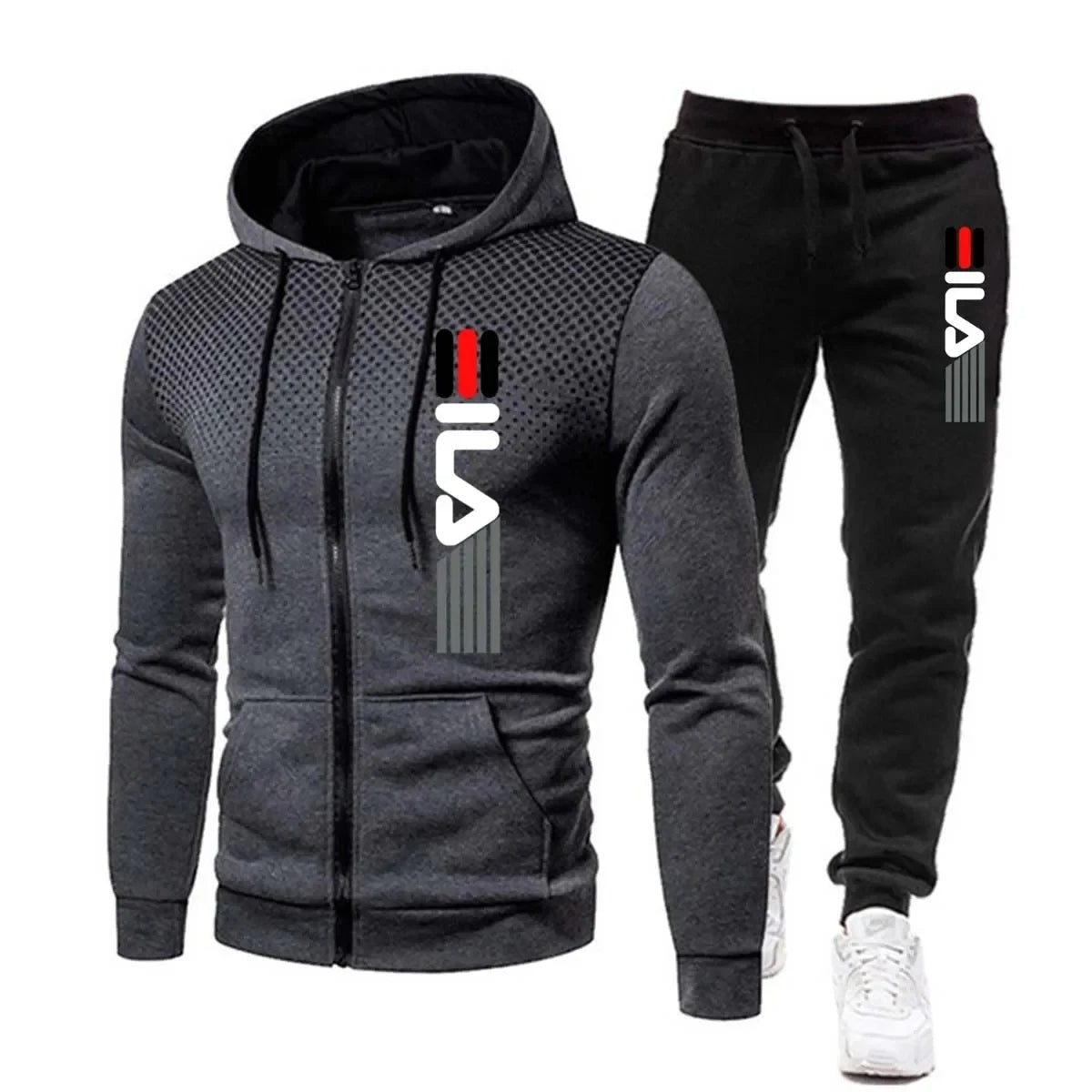 Herren Sport Trainingsanzug mit Kapuze für den Winter