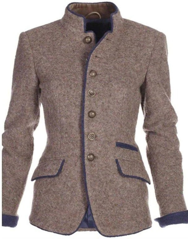 Damen Vintage Blazer mit Stehkragen