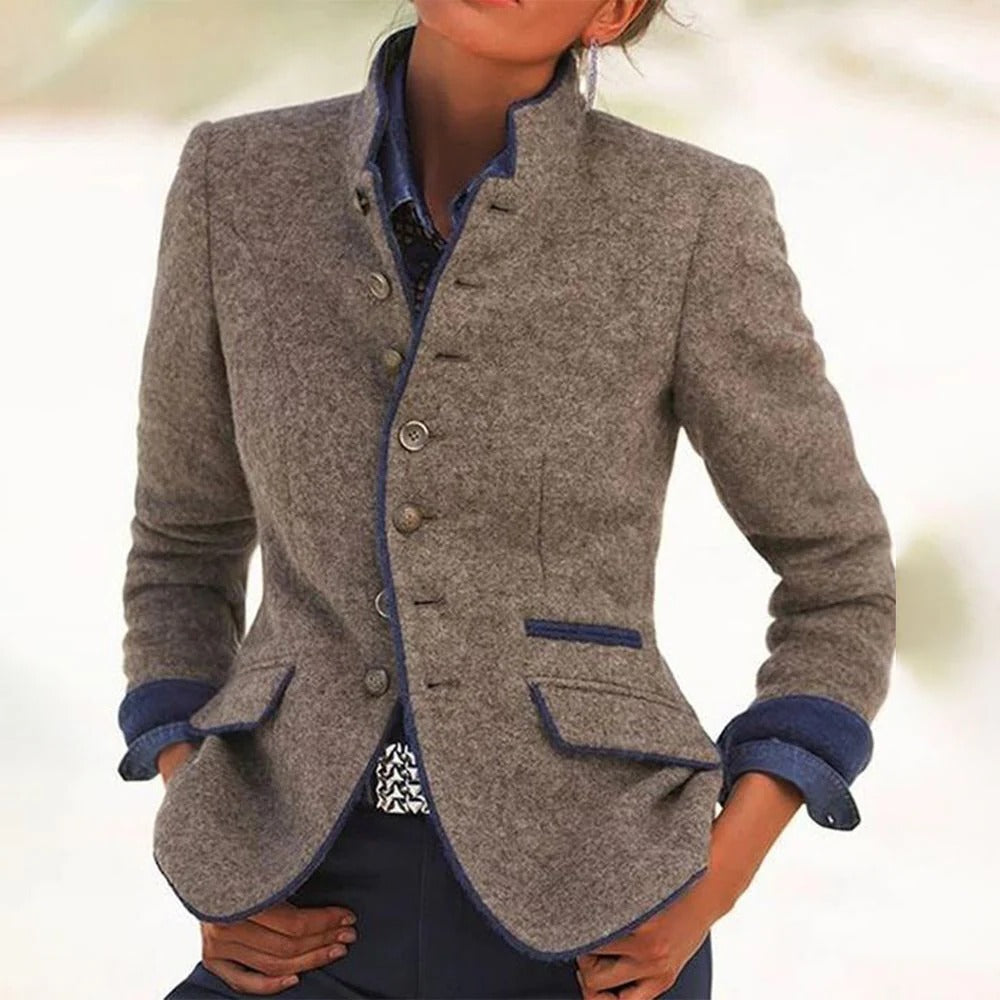 Damen Vintage Blazer mit Stehkragen