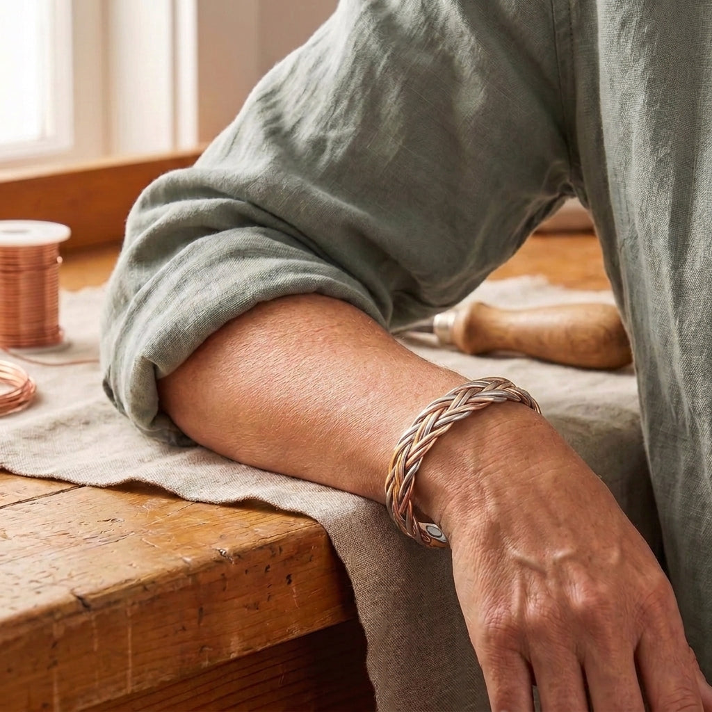 Kupferarmband mit Flechtmuster