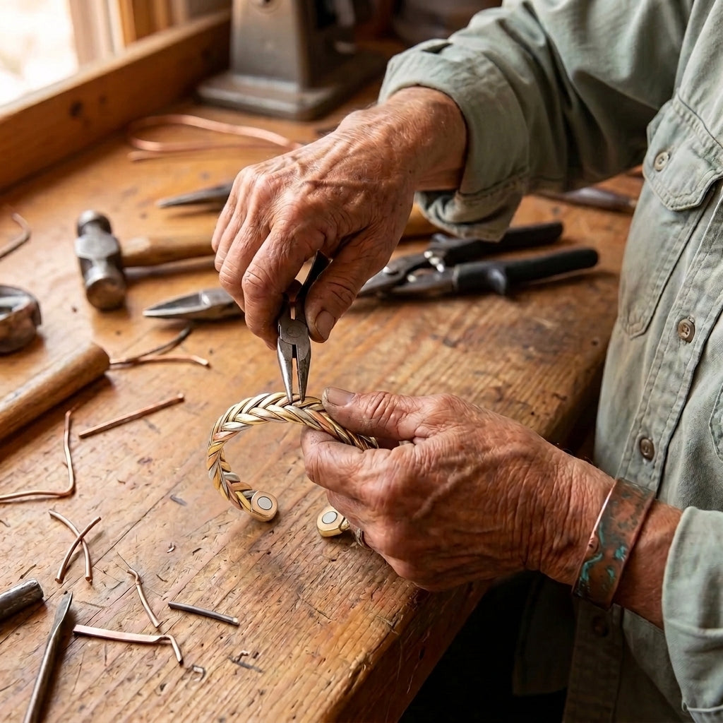 Kupferarmband mit Flechtmuster