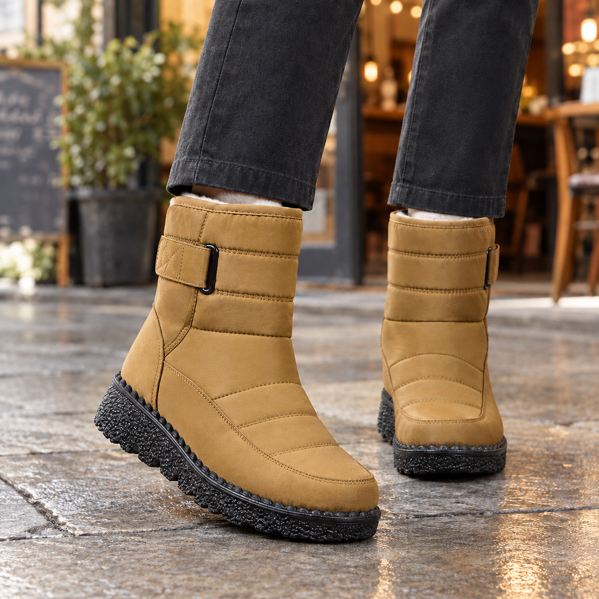 Damen Schneestiefel mit Klettverschluss