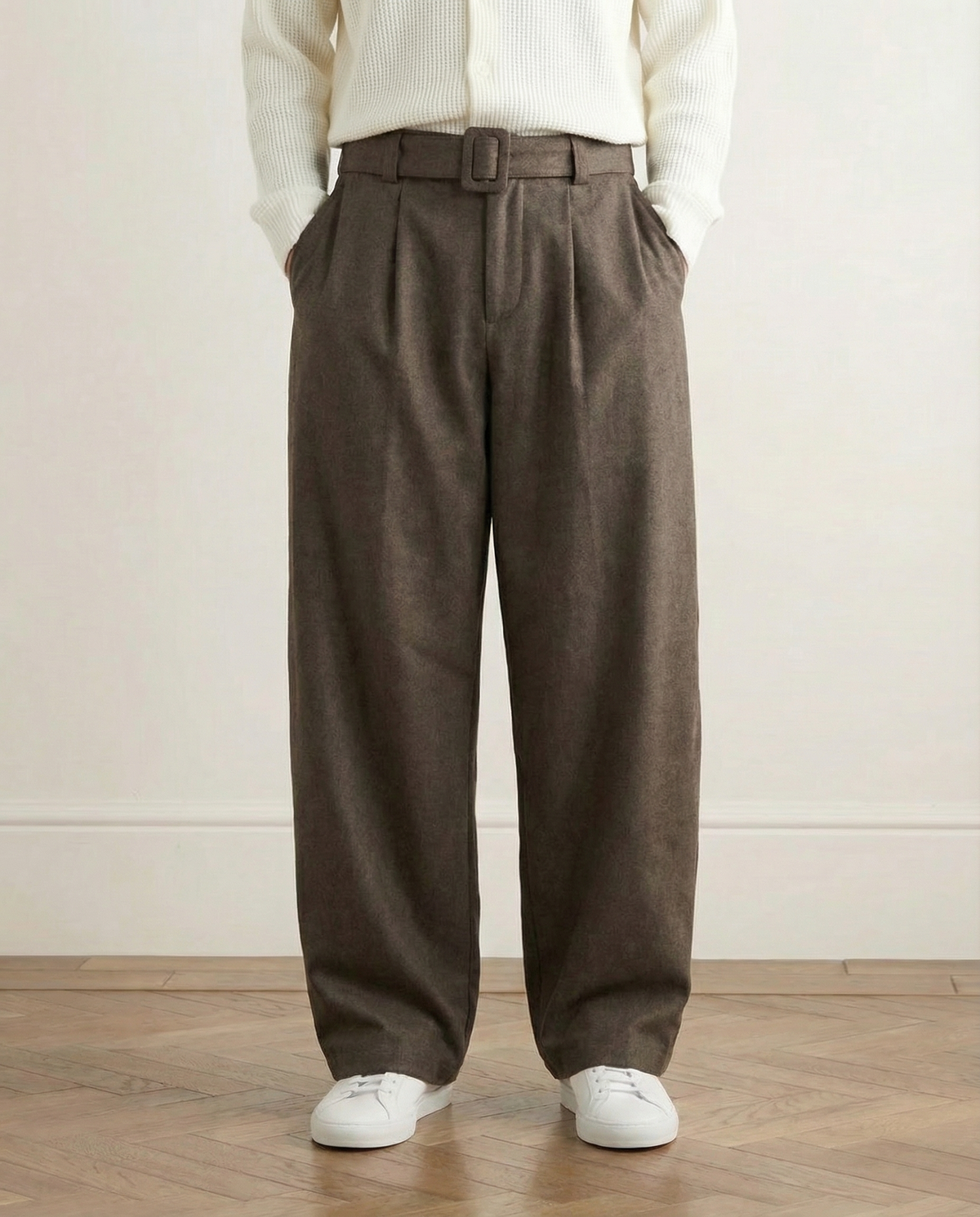Damen weite Wollhose mit Gürtel