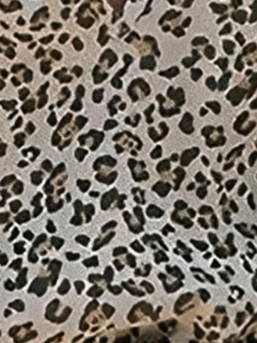 Leopardenmuster Minikleid V Ausschnitt Raffungen Oberteil Rüschen Stufenrock