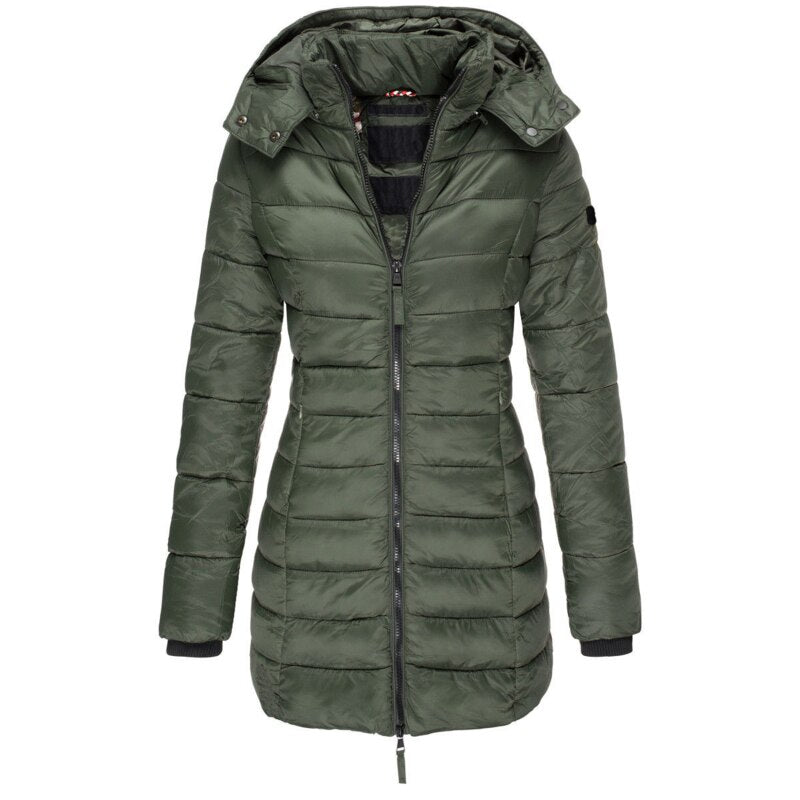 Damen warme Daunenjacke mit Kapuze Olivia