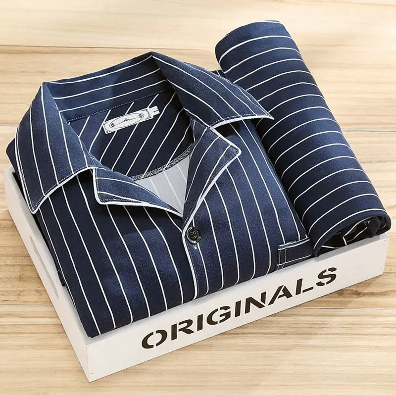Herren Pyjama Set mit Hemd und Knopfleiste