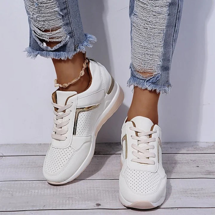 Damen Sneaker mit Keilabsatz und Reißverschluss