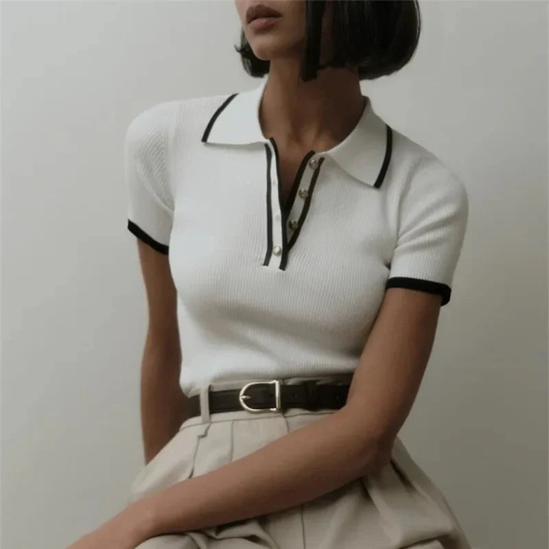Eliana Damen Strickbluse mit Kragen