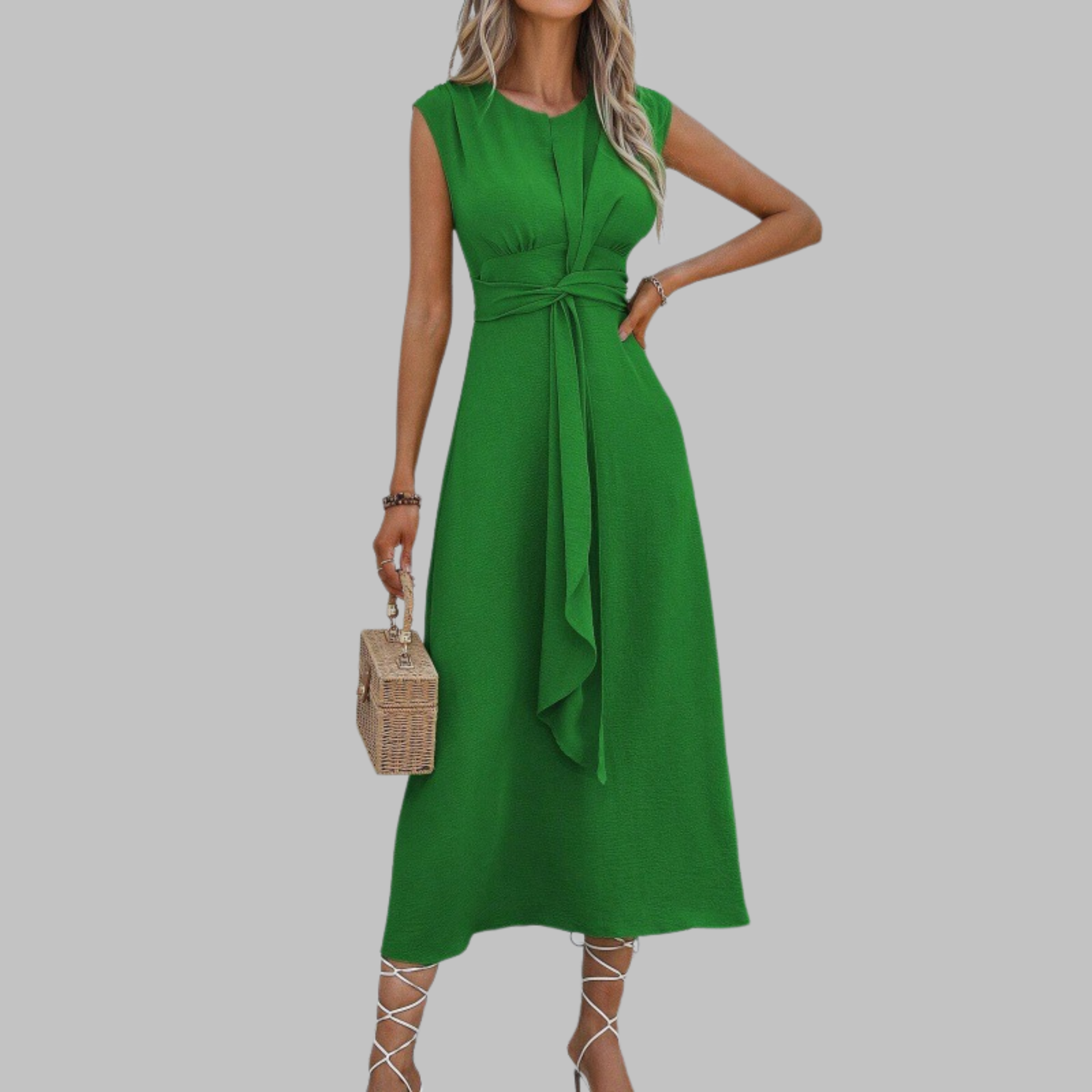 Elegantes ärmelloses Maxikleid mit Rundhalsausschnitt