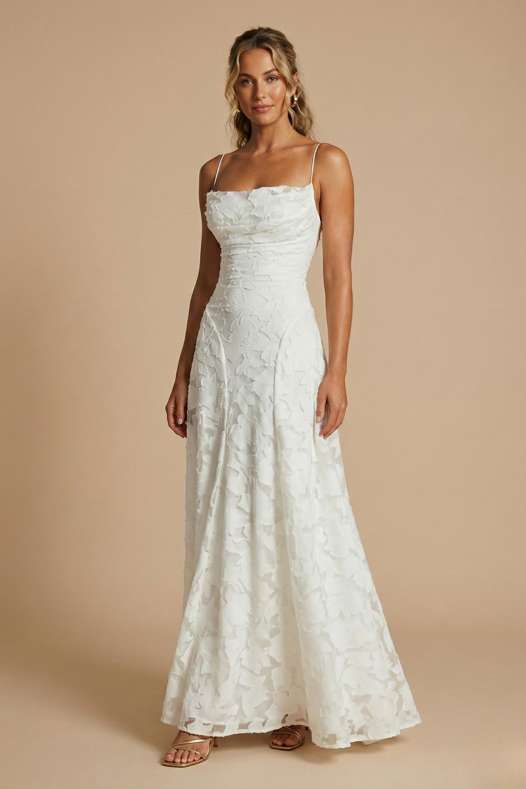 Damen Maxikleid mit Blumenmuster, ärmellos und taillierter Passform