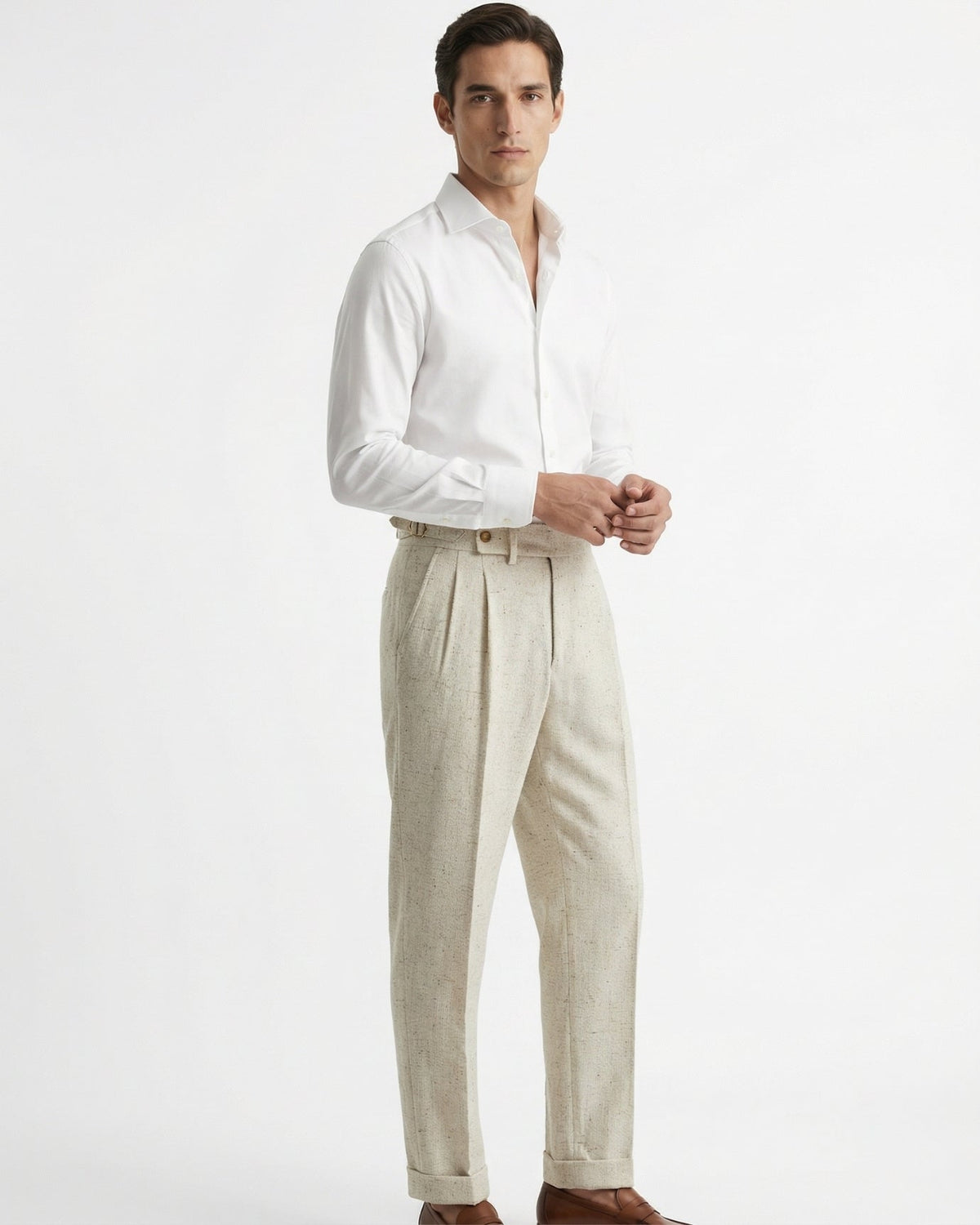 Herren Bundfaltenhose mit Aufschlag