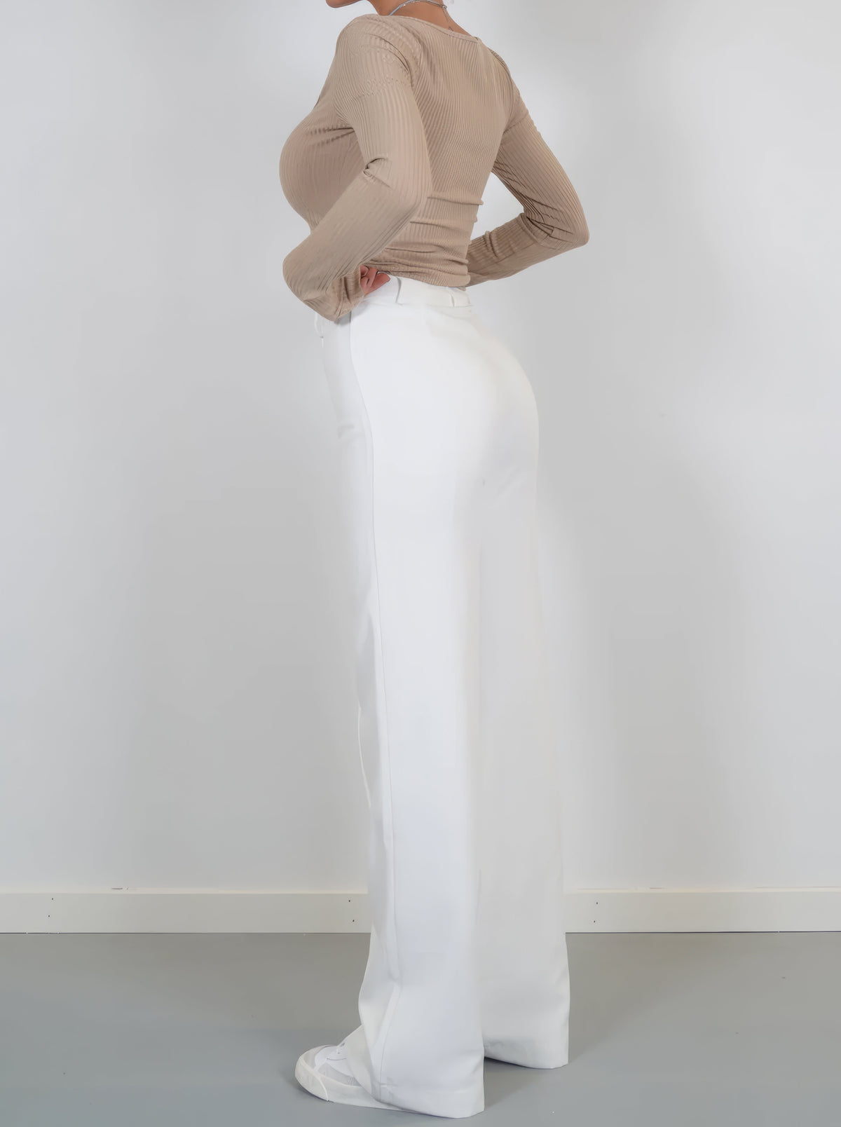 Damen High Waist Hose mit geradem Bein