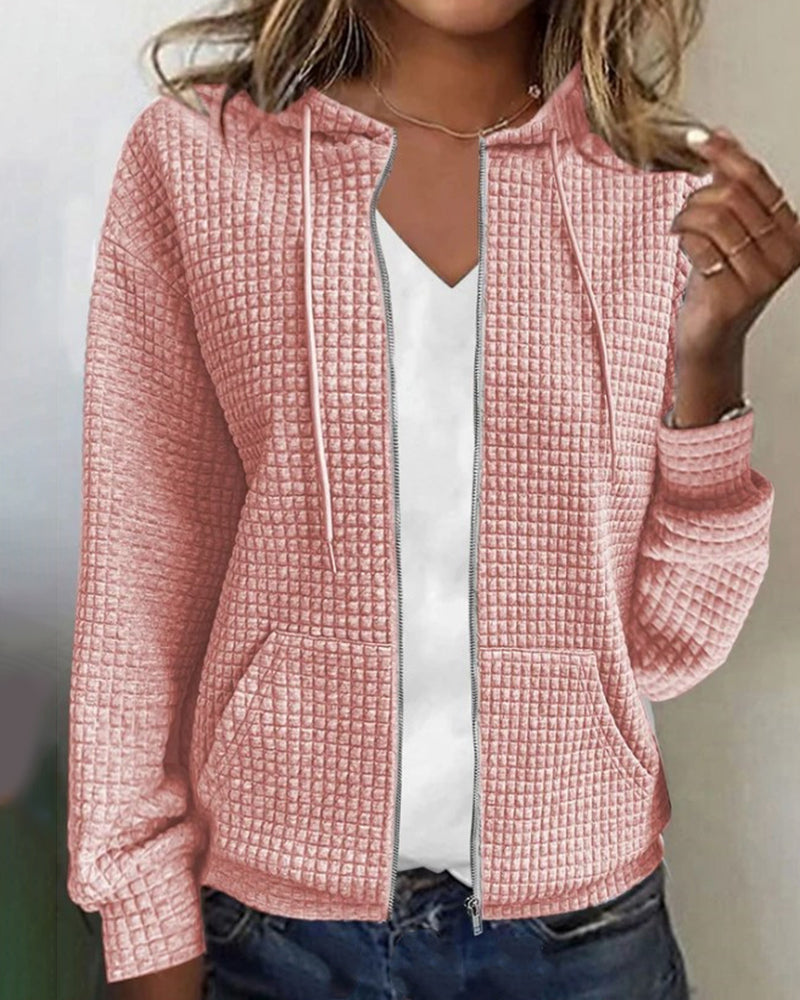 Damen Hoodie mit Reißverschluss und langen Ärmeln