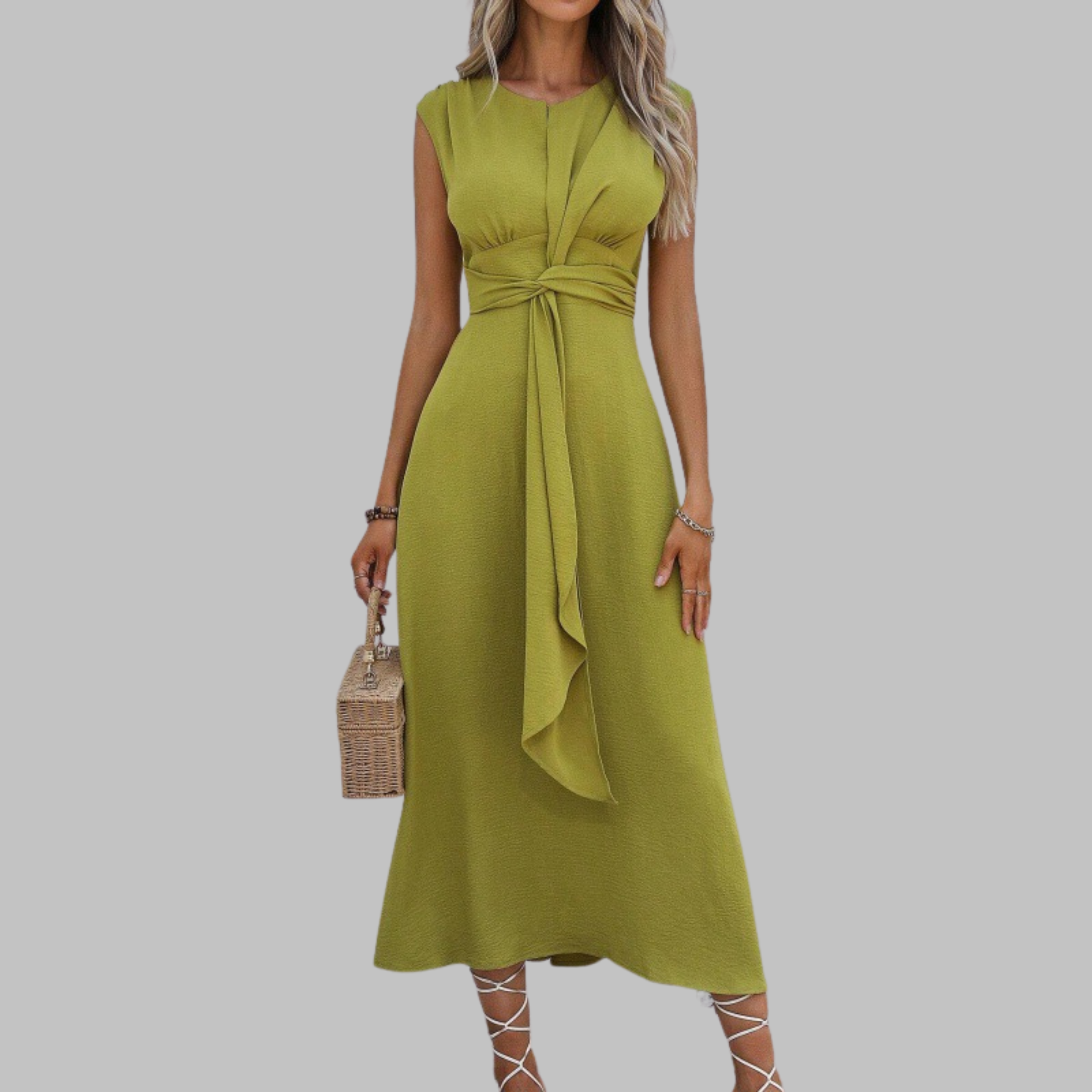 Elegantes ärmelloses Maxikleid mit Rundhalsausschnitt