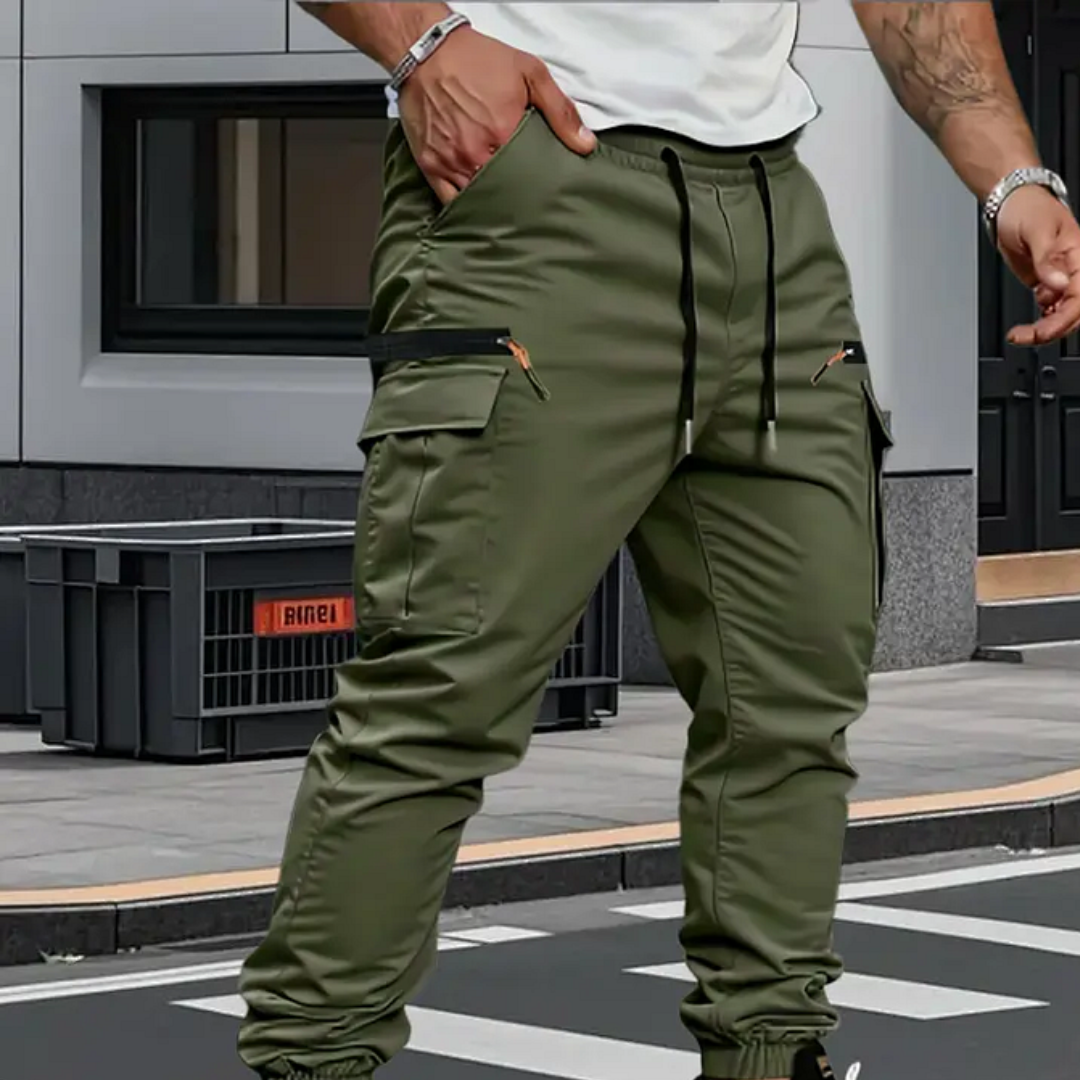 Herren Cargo Jogginghose mit Gummizug und Taschen