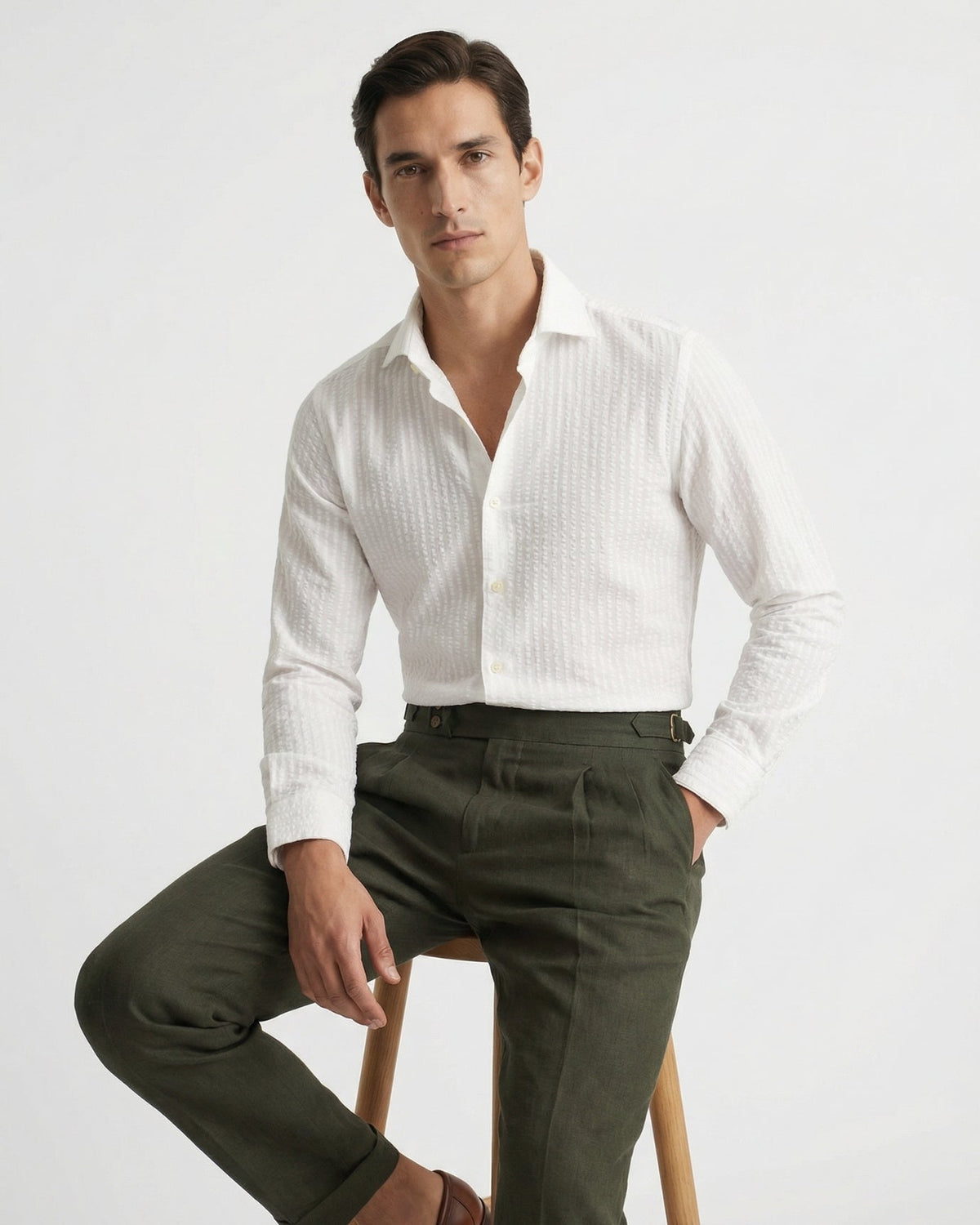 Herren Leinenhose mit hohem Bund