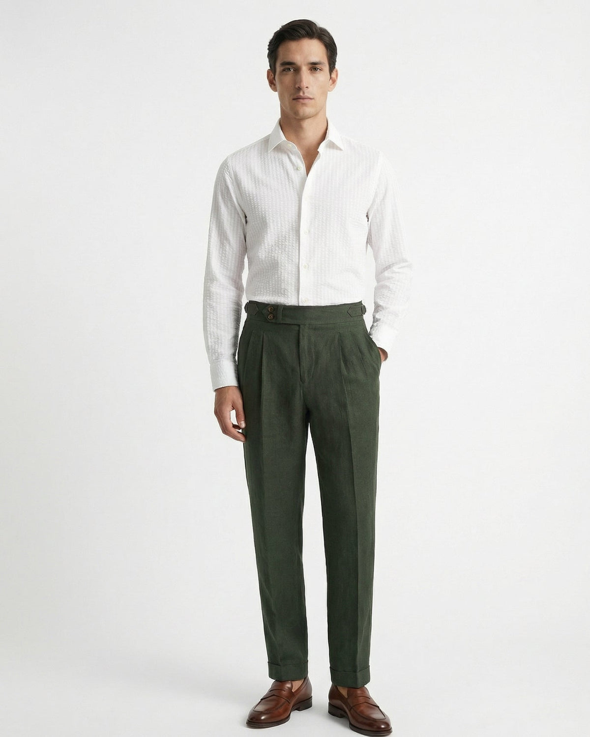 Herren Leinenhose mit hohem Bund
