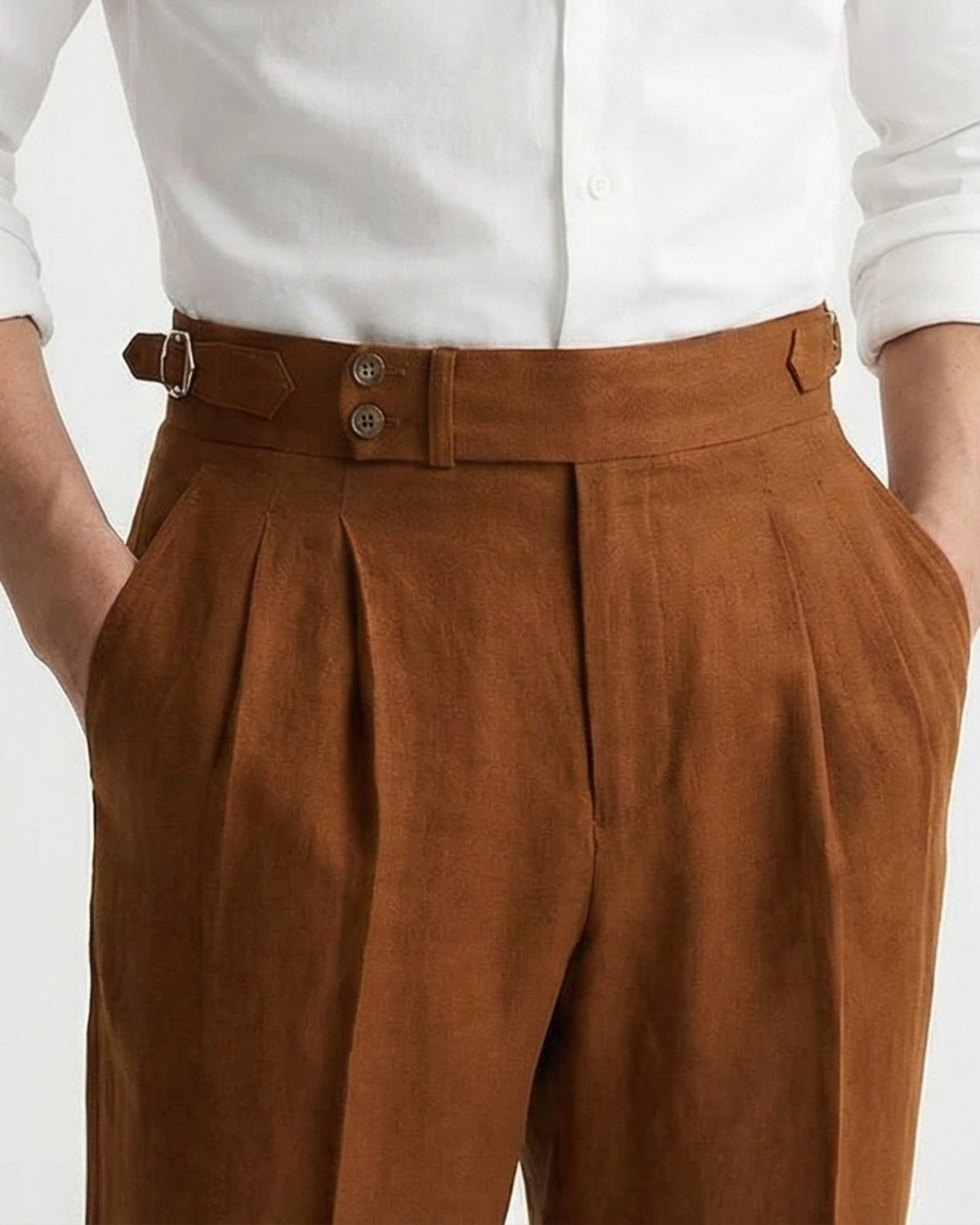 Herren Leinenhose mit hohem Bund