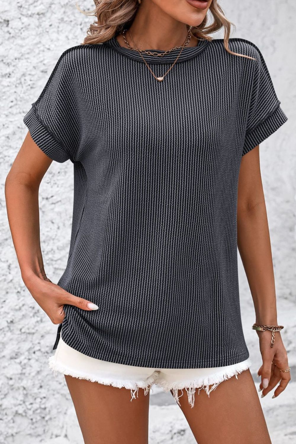 Cleo | Kurzarm-T-Shirt mit Streifen und Rundhalsausschnitt