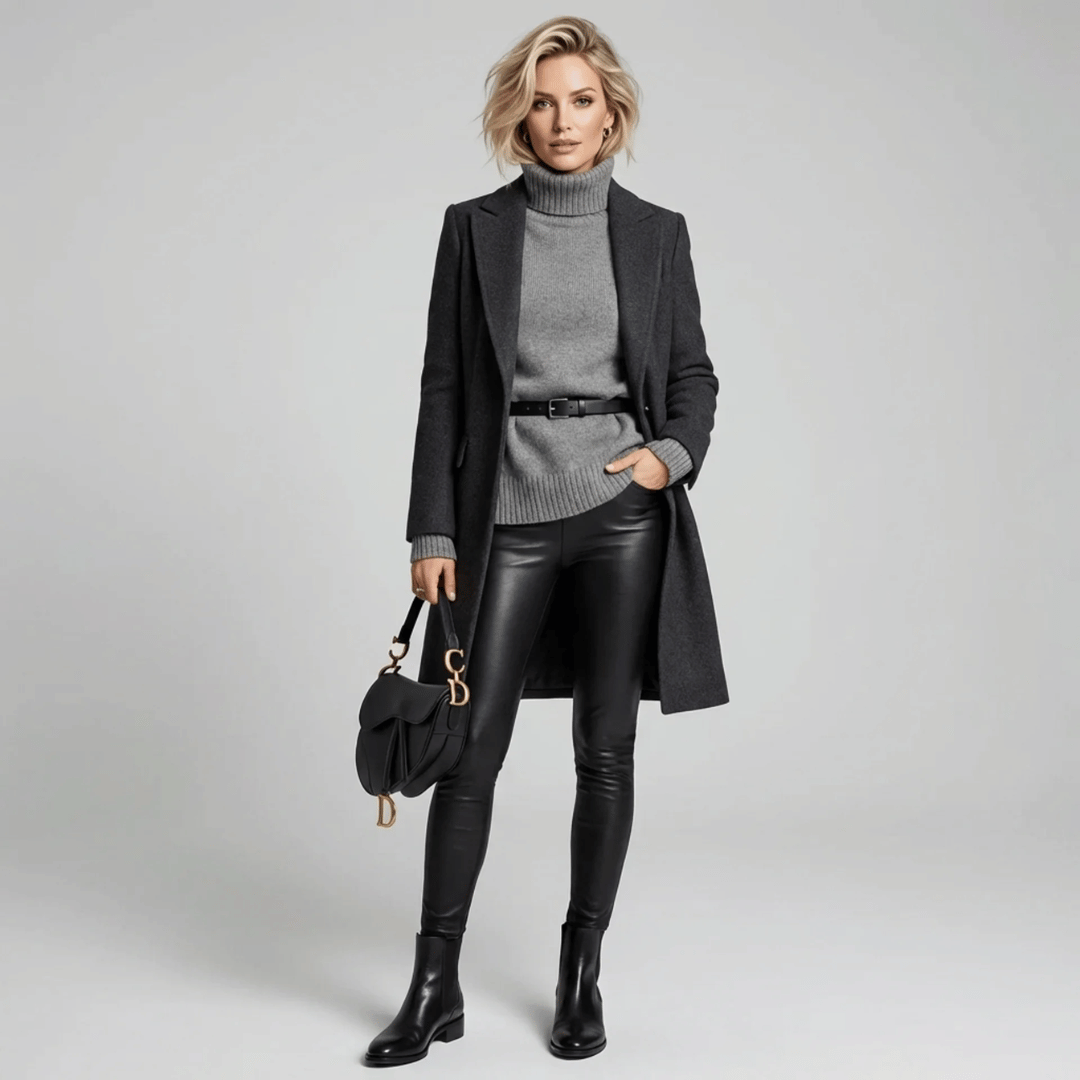 Damen gefütterte Lederleggings warm und elastisch