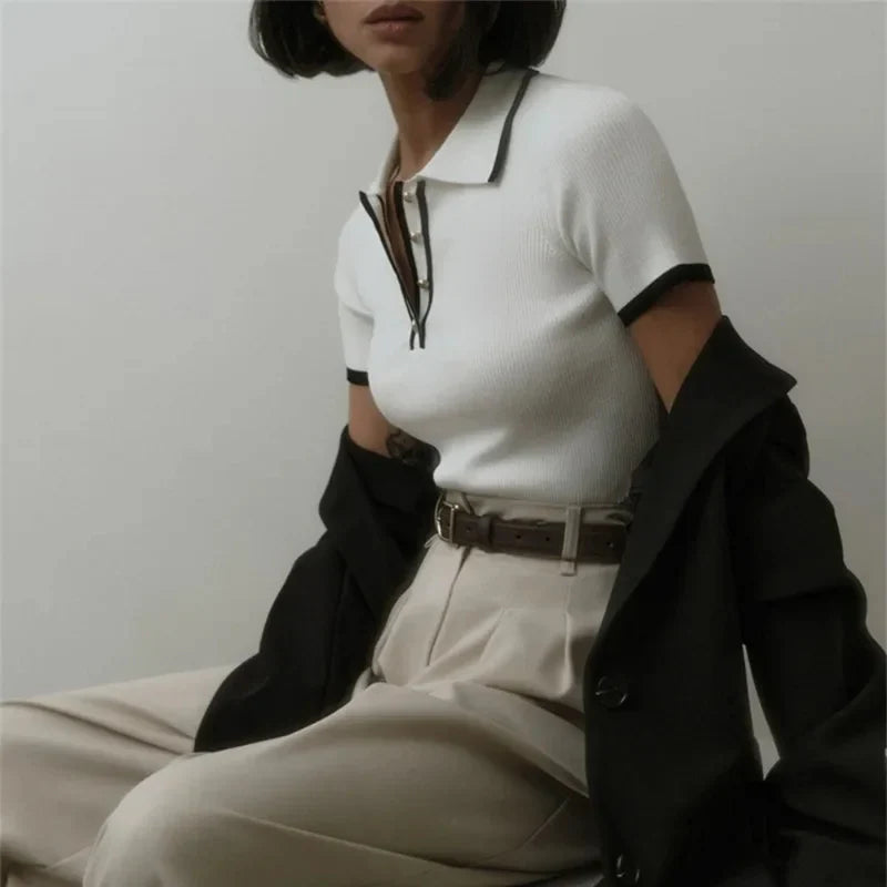 Eliana Damen Strickbluse mit Kragen