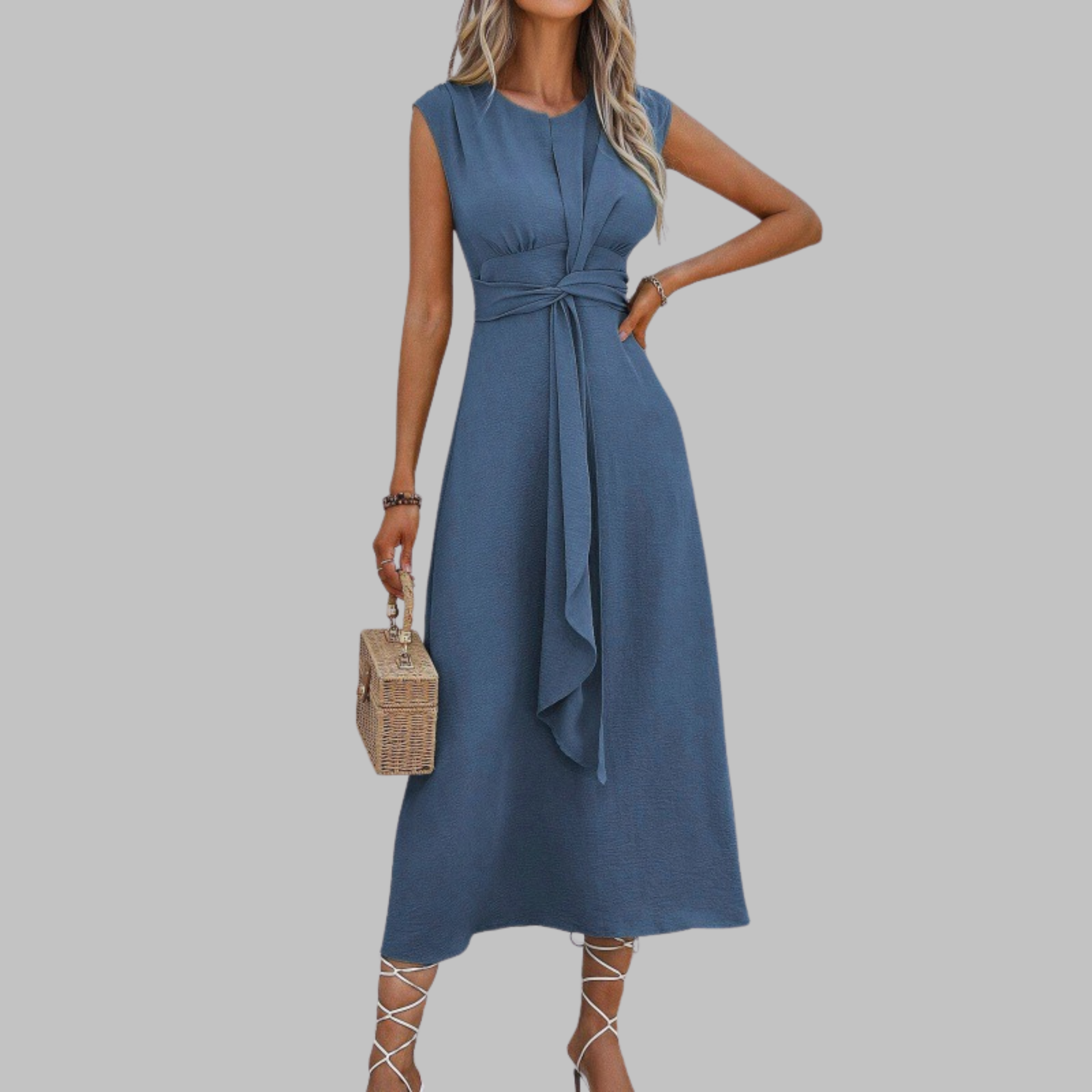 Elegantes ärmelloses Maxikleid mit Rundhalsausschnitt