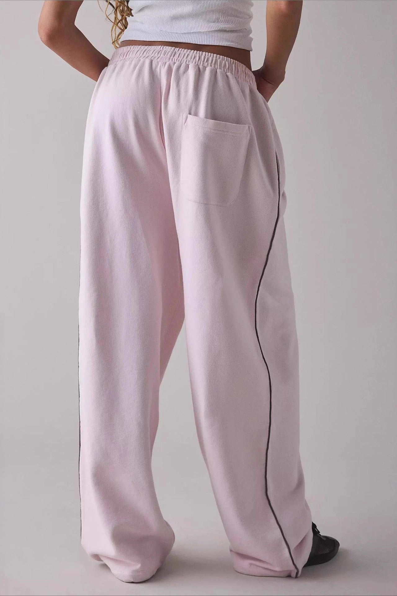 Lange bestickte Relax Strickhose mit elastischem Bund