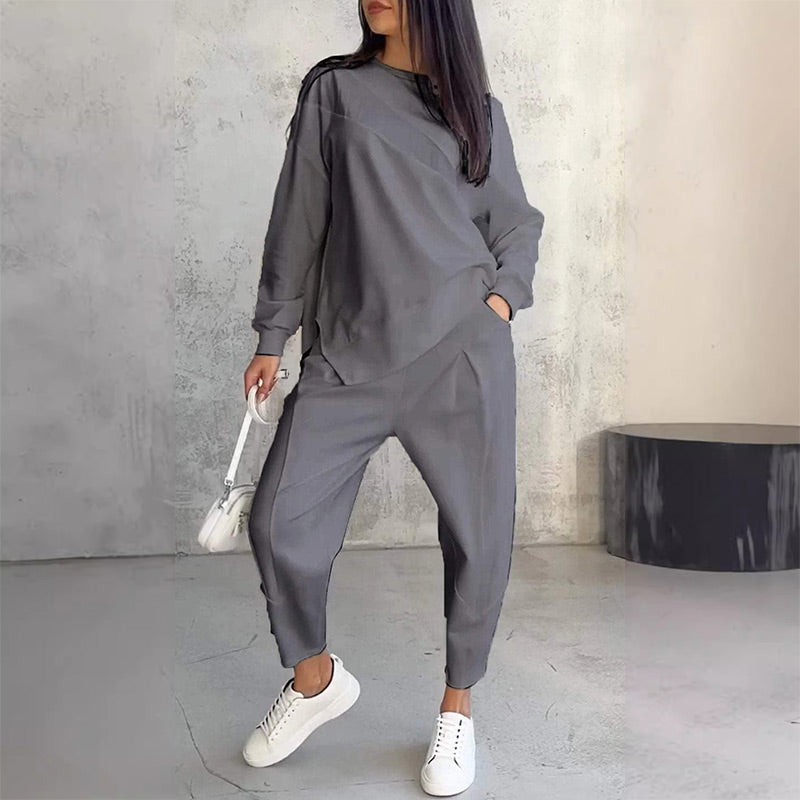 Damen lässiger Zweiteiler mit Oberteil und Hose