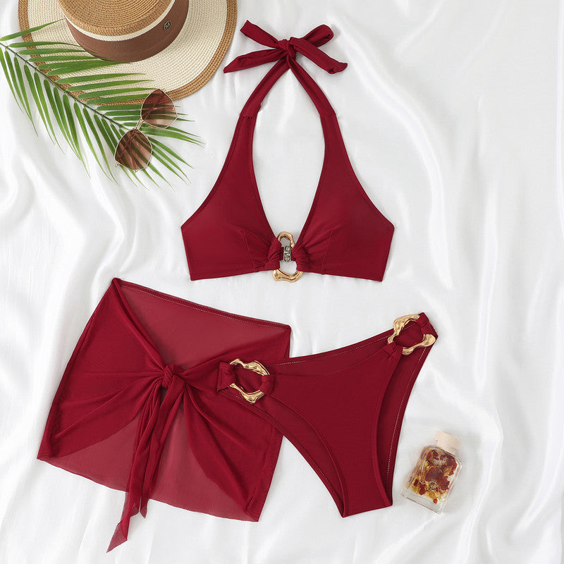 Damen Halter Bikini Set mit Sarong