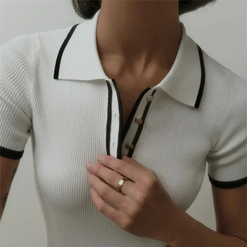 Eliana Damen Strickbluse mit Kragen
