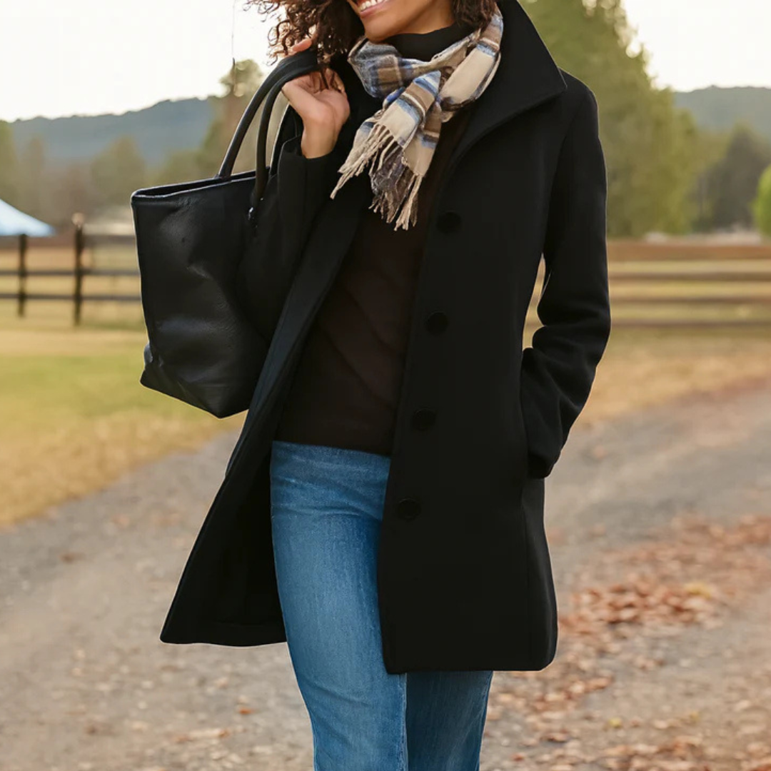Damen klassischer Wintermantel mit Knopfleiste
