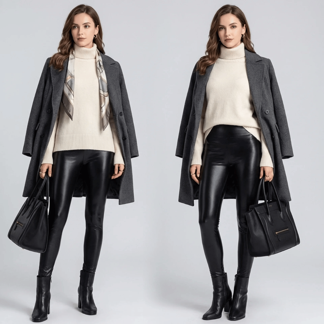 Damen gefütterte Lederleggings warm und elastisch