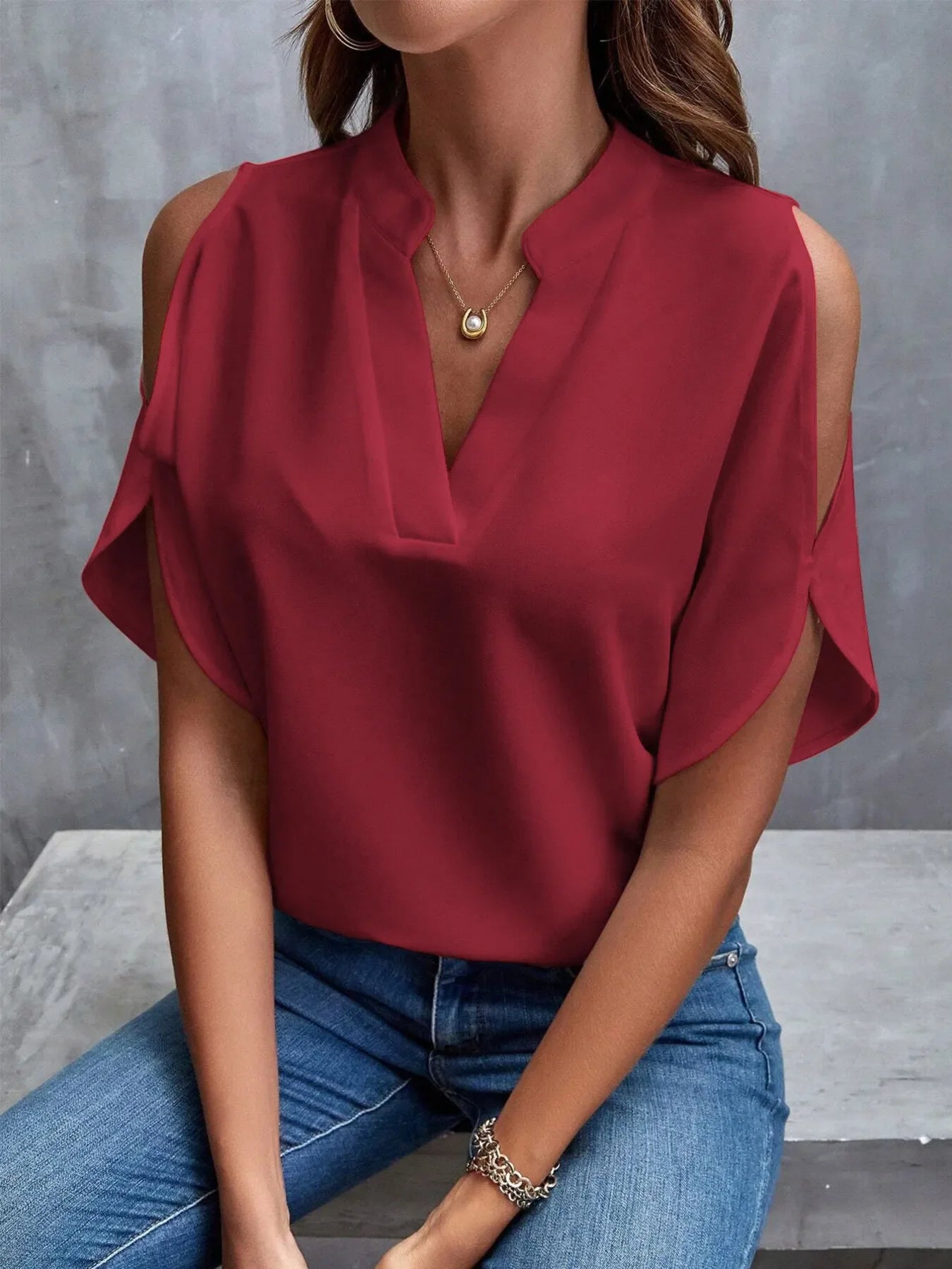 Schulterfreie Geschlitzte Bluse