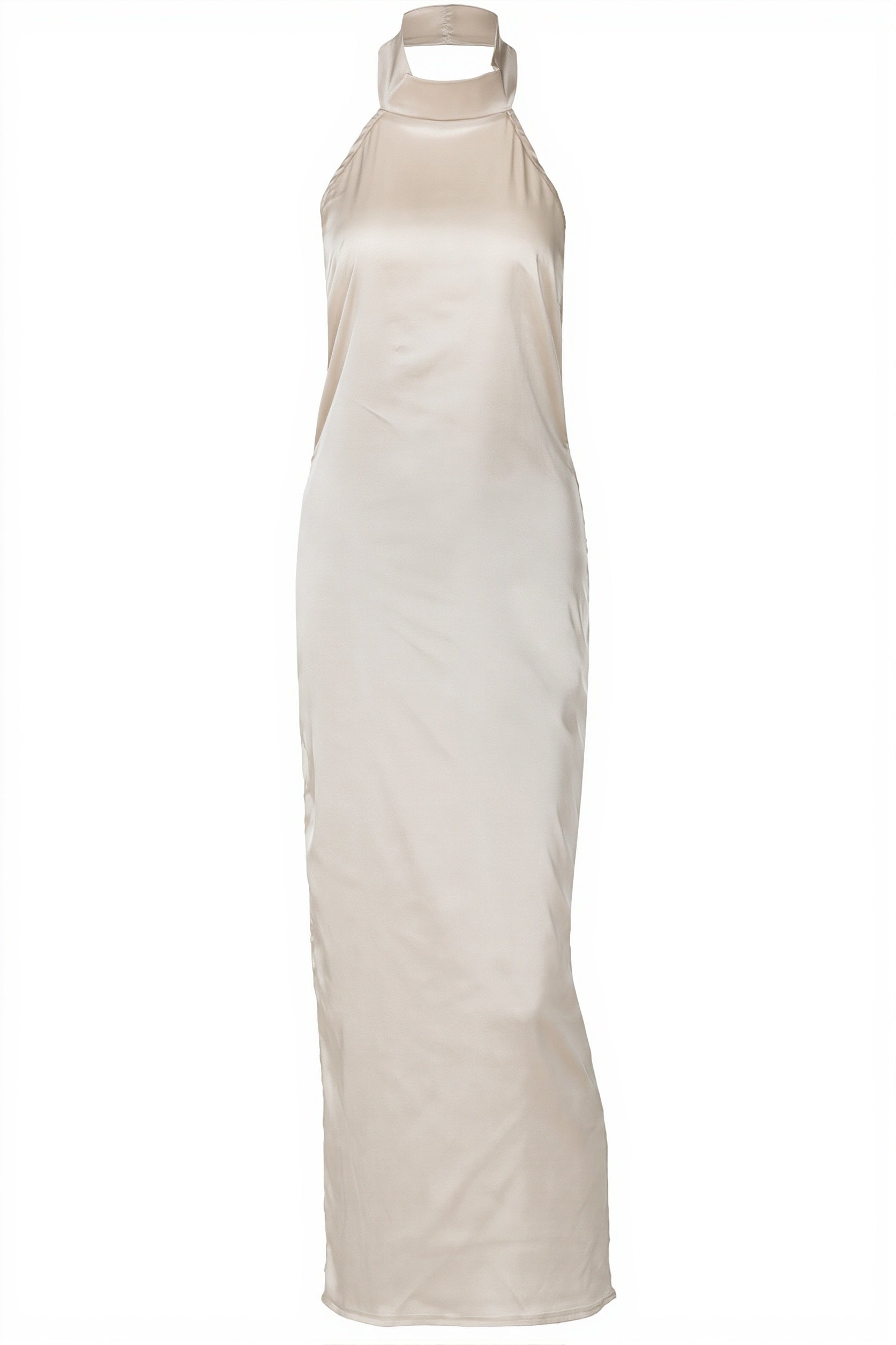 Chic Satin Halter Maxikleid rückenfrei