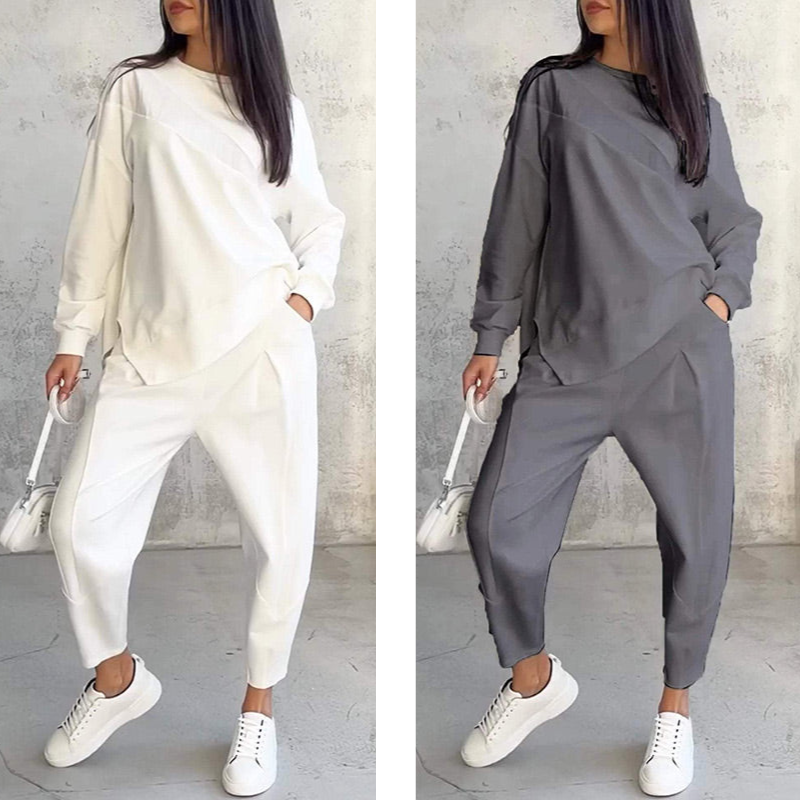Damen lässiger Zweiteiler mit Oberteil und Hose