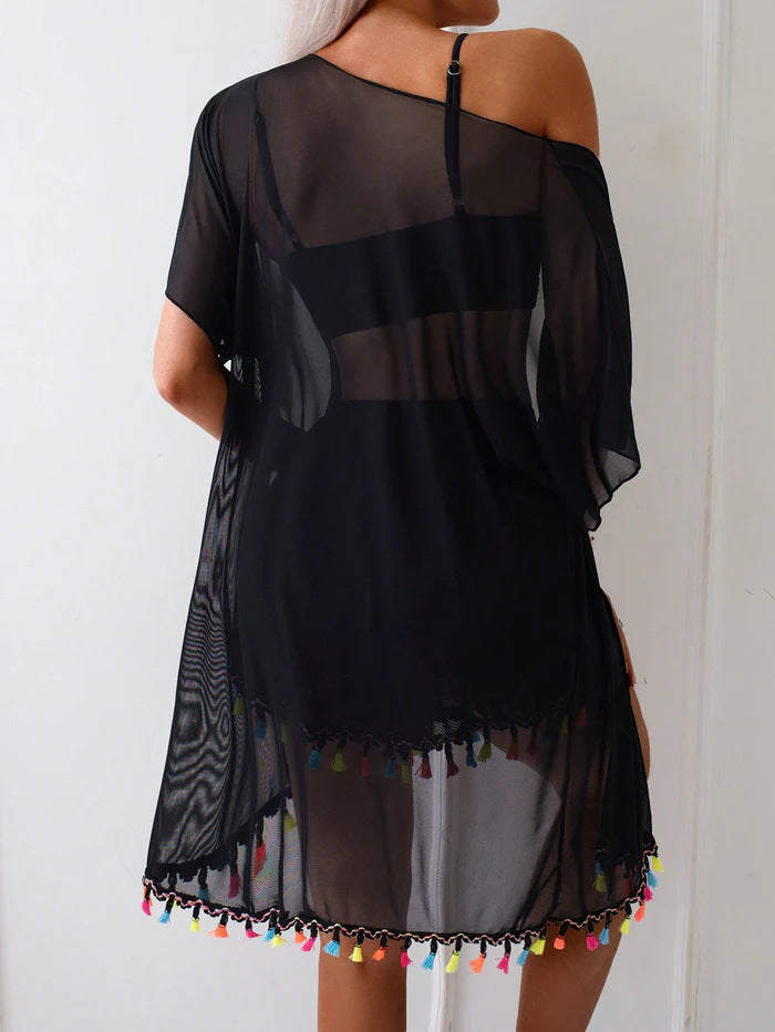 Damen Bikini Set mit Cover Up Shirt und Strandshorts