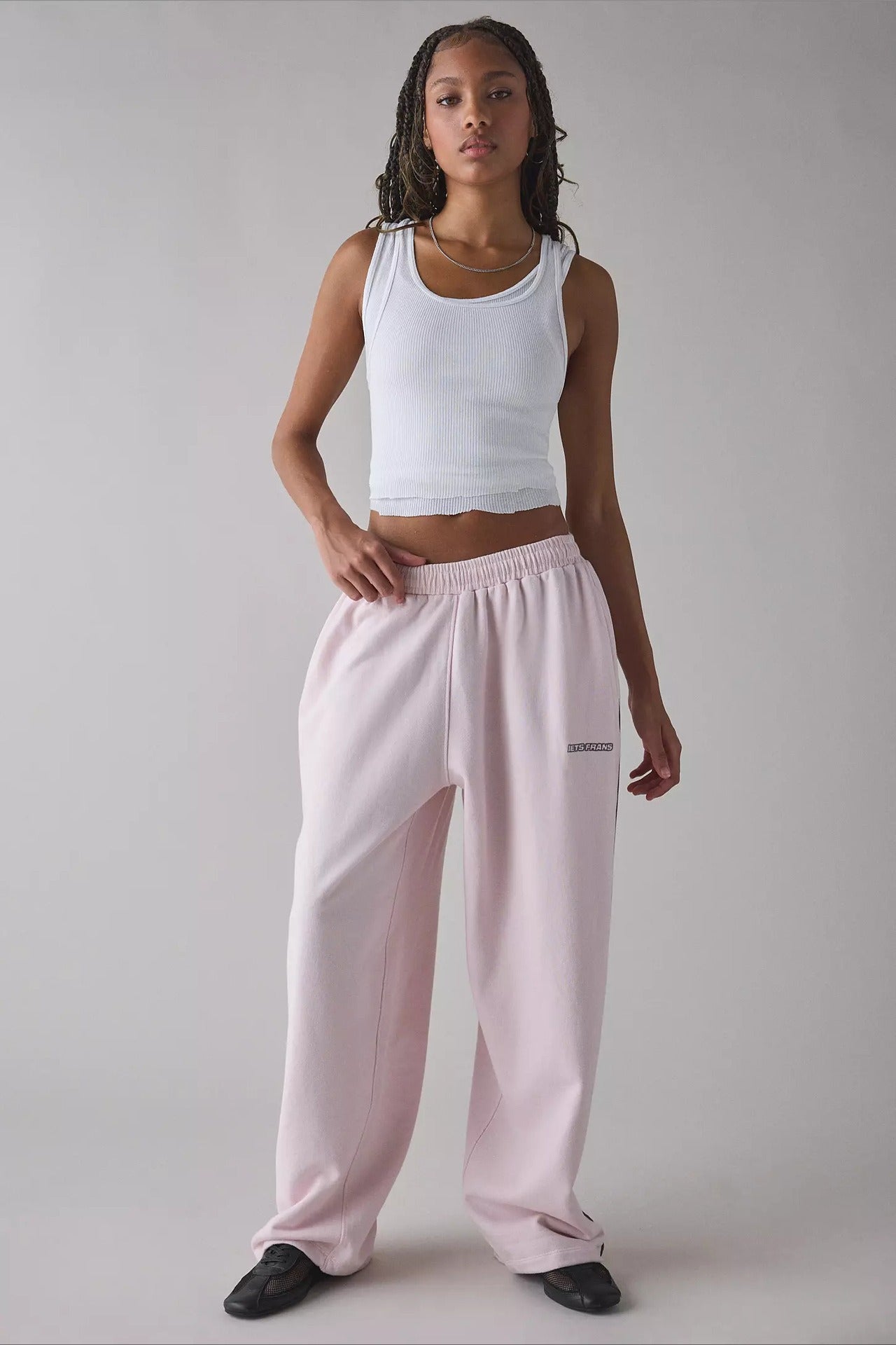 Lange bestickte Relax Strickhose mit elastischem Bund