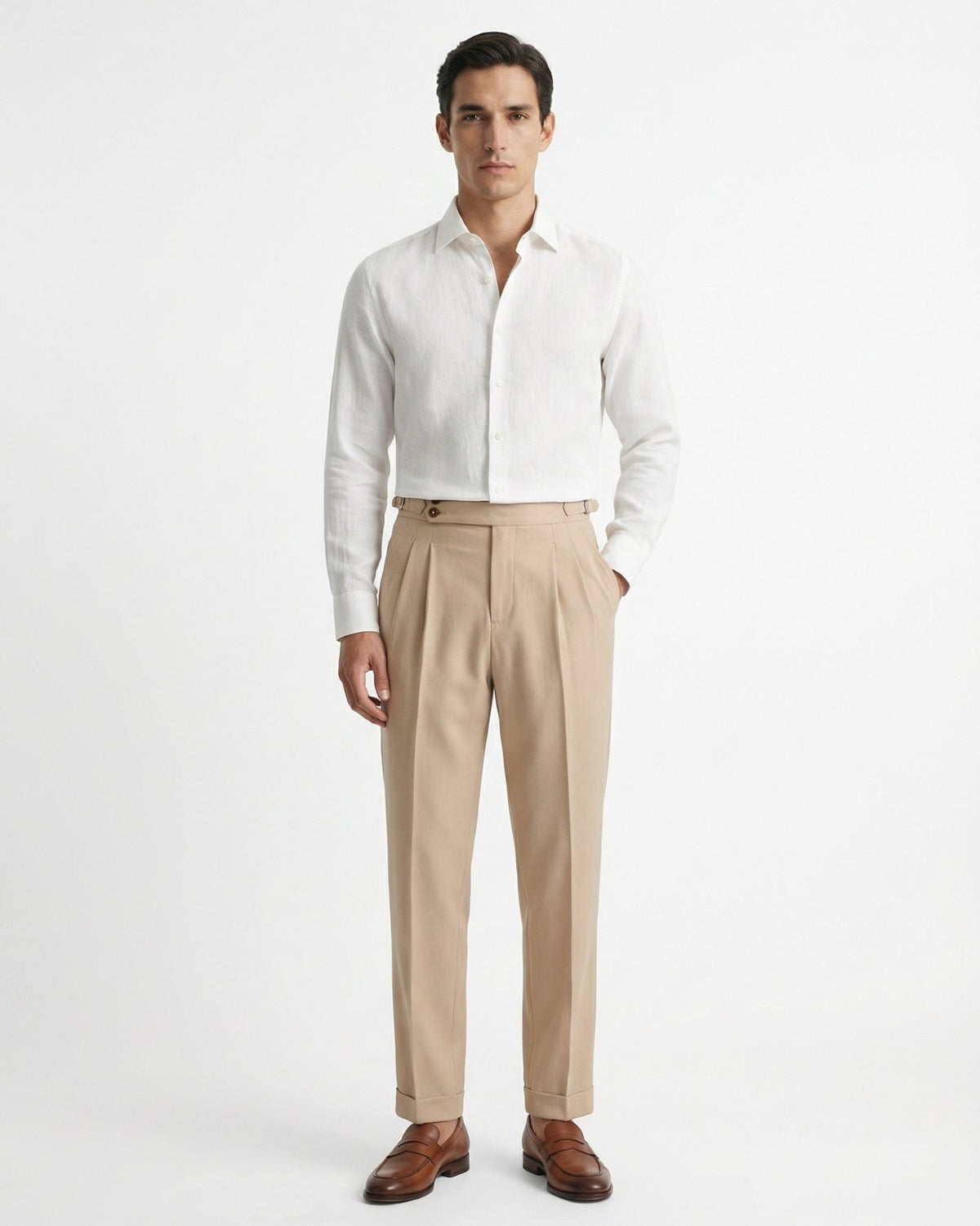 Herren Bundfaltenhose mit Seitenversteller