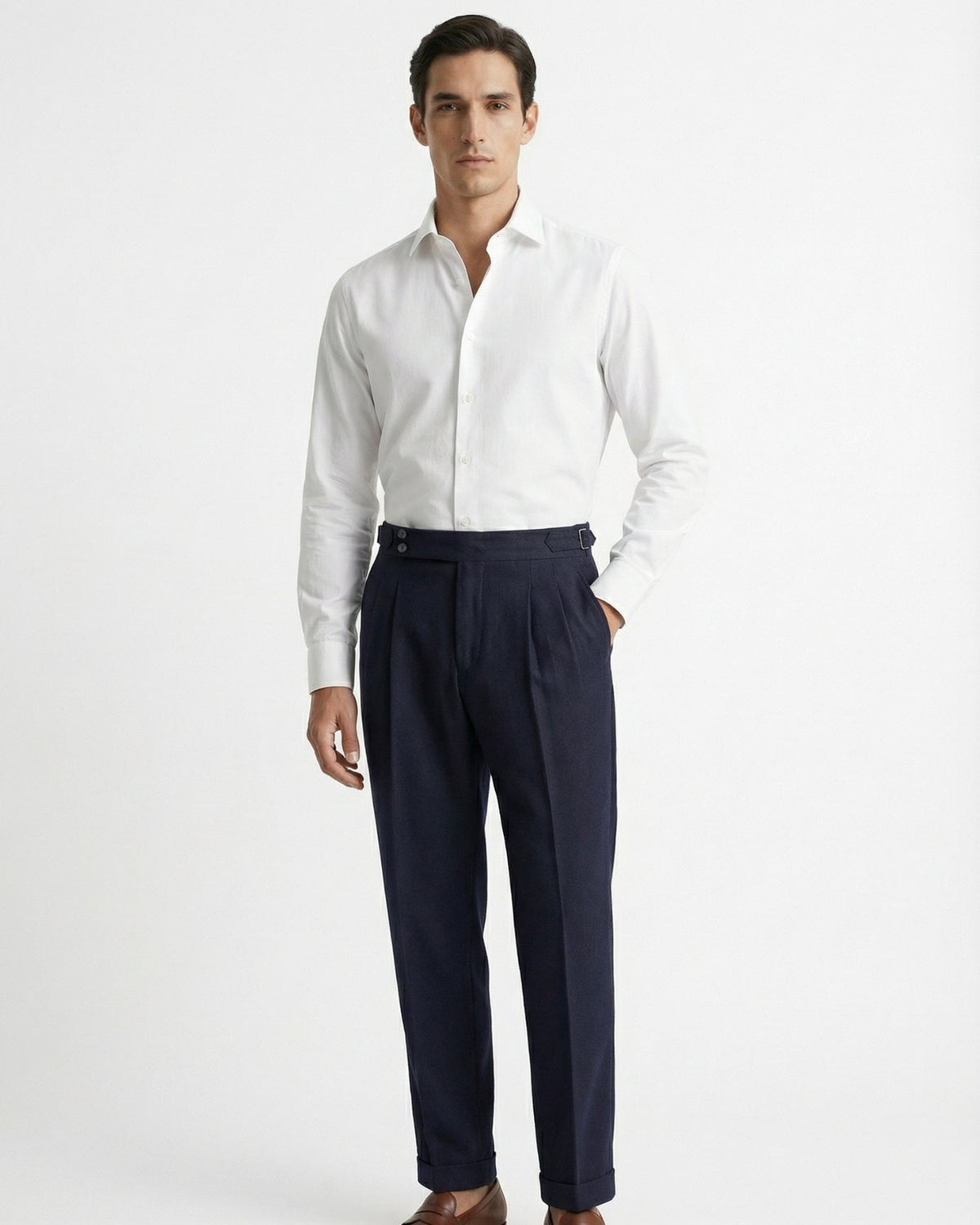 Herren Bundfaltenhose mit Seitenversteller