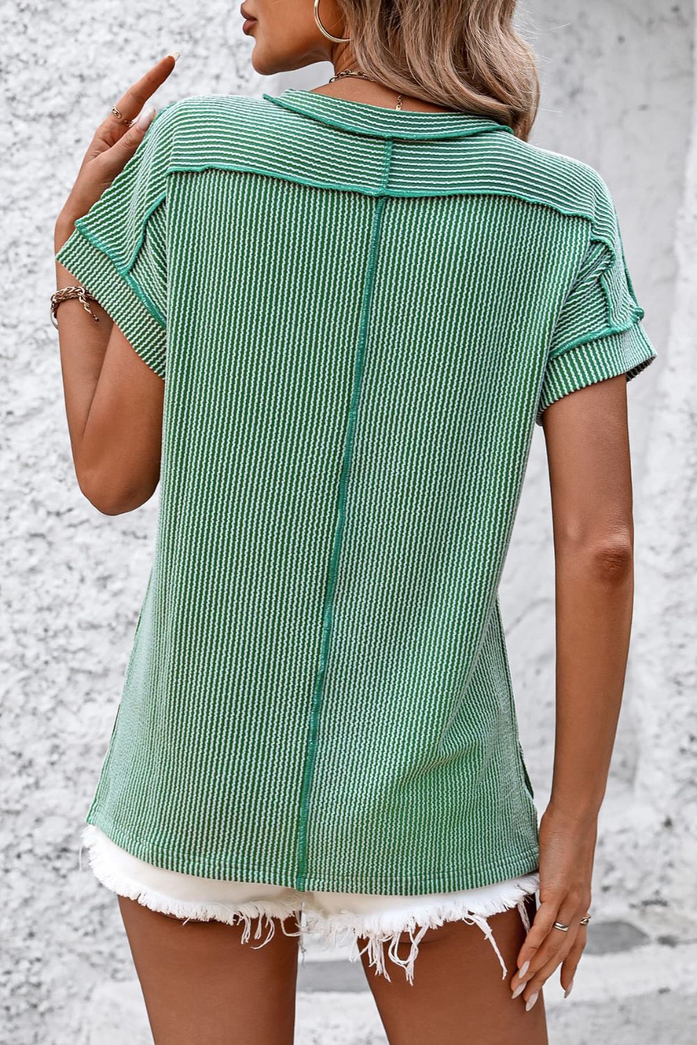 Cleo | Kurzarm-T-Shirt mit Streifen und Rundhalsausschnitt