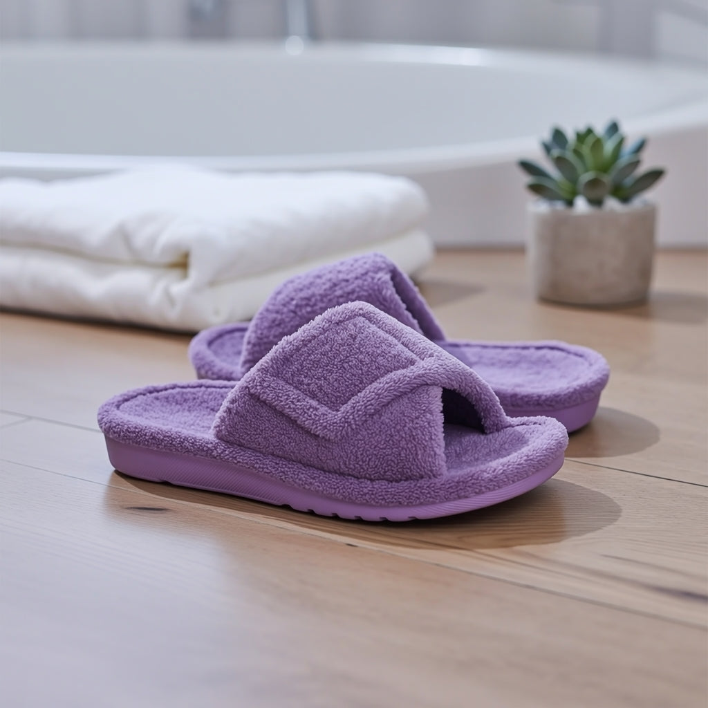 Damen orthopädische Hausschuhe mit Klettverschluss und weicher Sohle