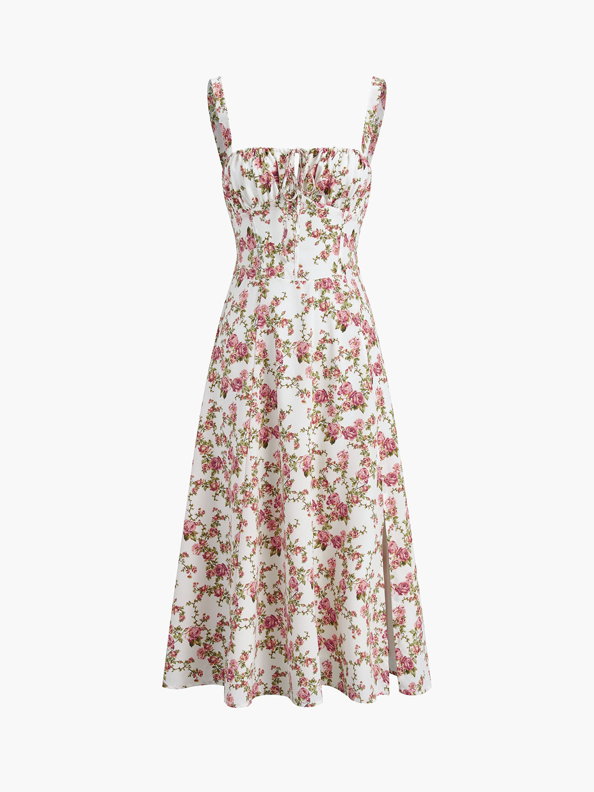 Rosebud geblümtes Midikleid
