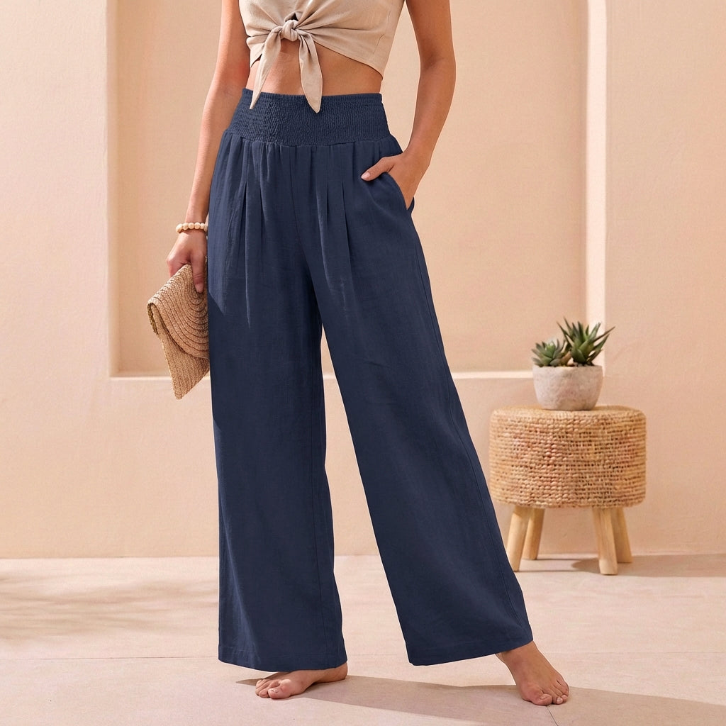 Alexandra Weite Bein Hose mit Gummizugbund – Fließend & Bequem