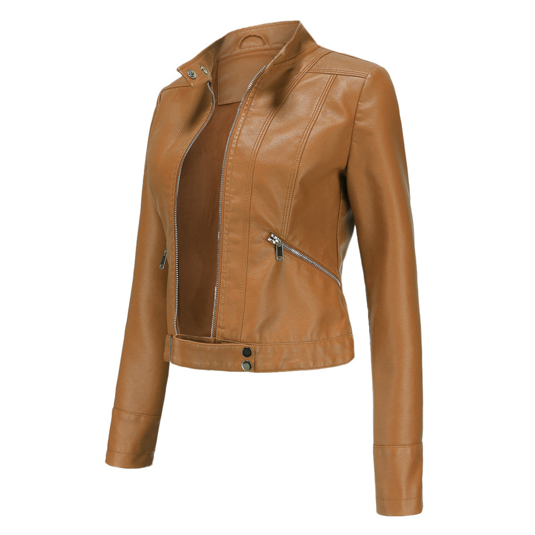 Damen Bikerjacke mit Stehkragen