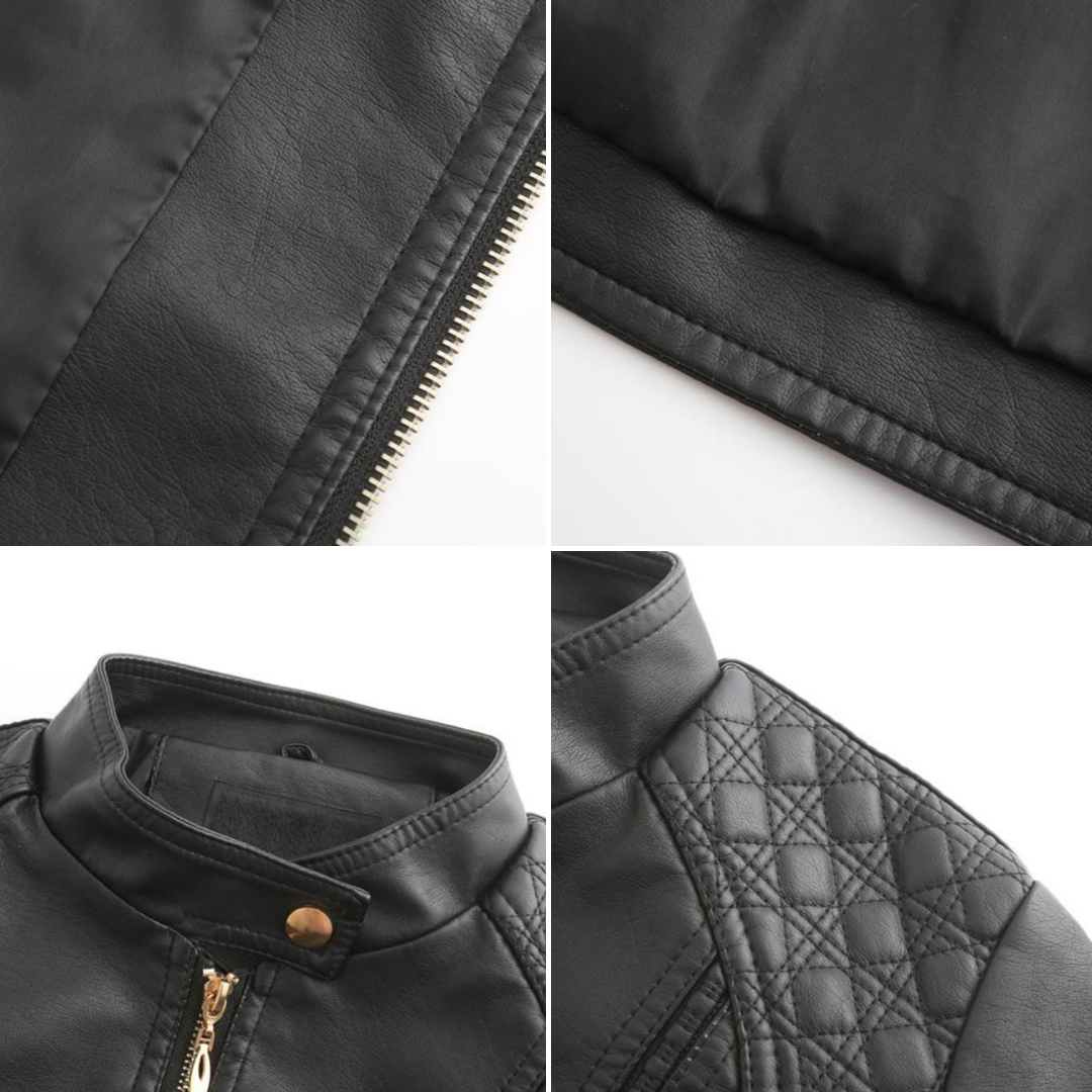 Damen Lederjacke mit Stehkragen und Reißverschluss