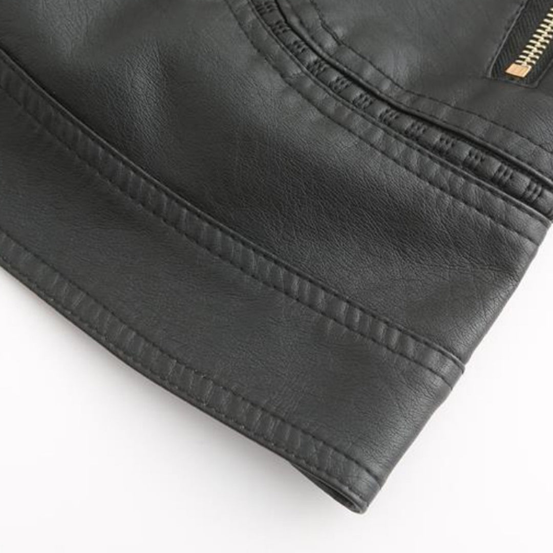 Damen Lederjacke mit Stehkragen und Reißverschluss