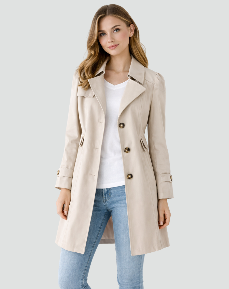 Damen klassischer Trenchcoat mit taillierter Passform