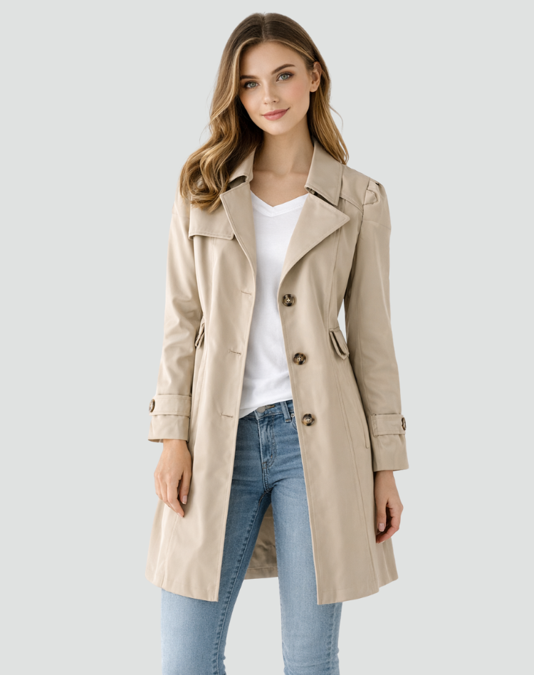 Damen klassischer Trenchcoat mit taillierter Passform