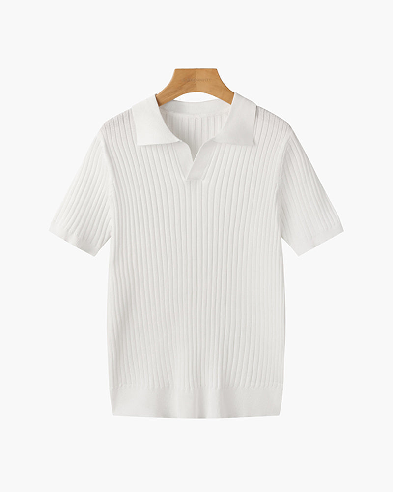 Herren Strickpoloshirt mit kurzen Ärmeln