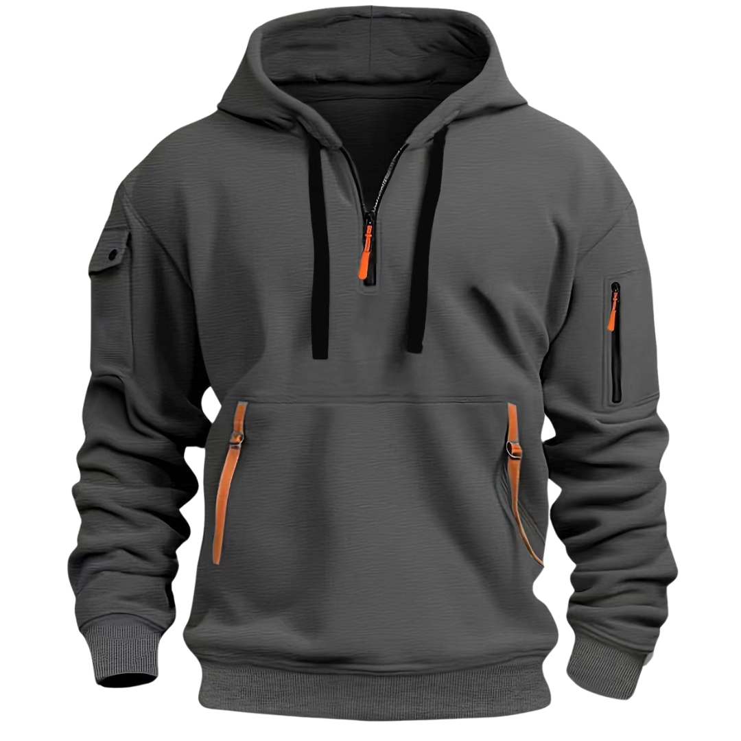 Herren Kapuzenhoodie mit Reißverschlusstaschen